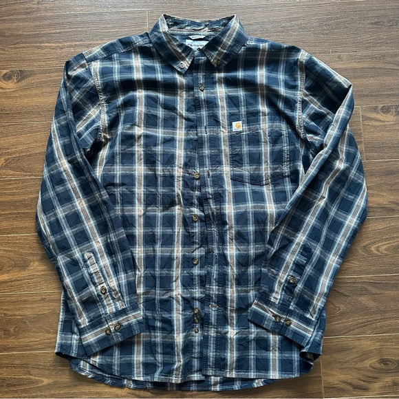 Carhartt Other - Carhartt Men's Navy and White Plaid Button Down Shirt